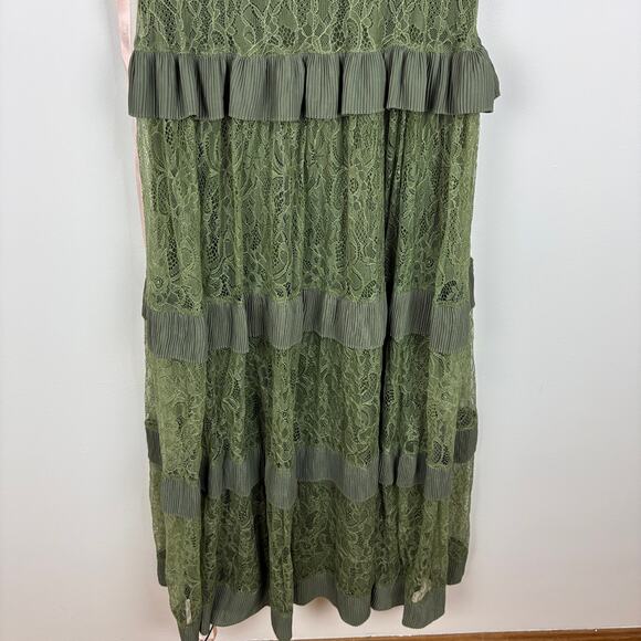 Lulus Marvelous Darling Olive Lace Ruffled Tiered Maxi Dress NEW Medium Prom - Picture 6 of 11